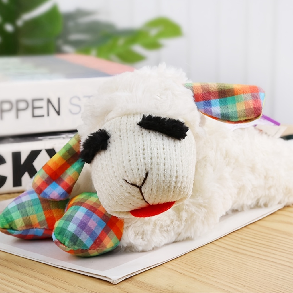 

1pc Cuddly Plush Sheep Toy With Sound, Chew Toy For Large Breeds, Soft Knitted Pet Playmate With