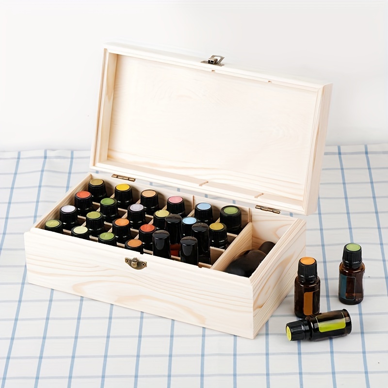 

32-compartment Wooden Box For Essential Oils: Lightweight, No Assembly Required, And Painted Finish