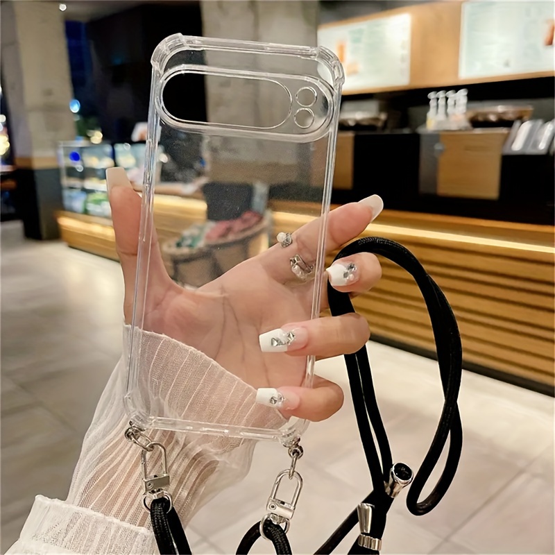 

1pc High-quality Clear Phone Case For Pixel 9 Pro Xl 8a Crossbody Necklace Cord Lanyards Transparent Bumper Case Soft Cover