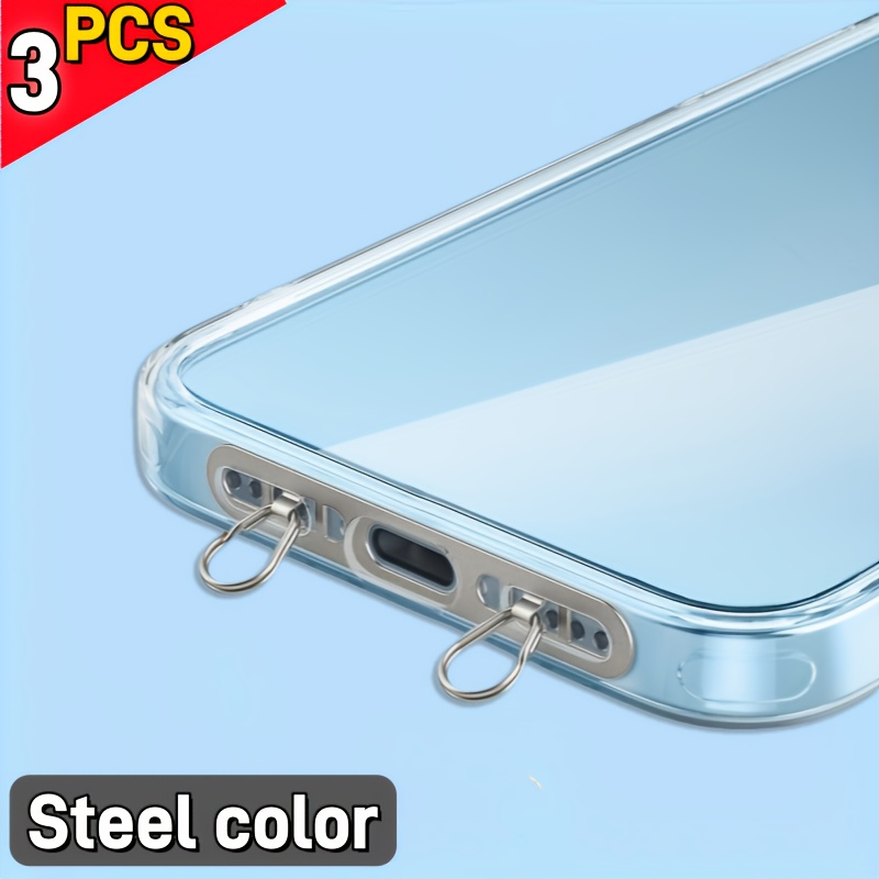E-shop 3er-Pack Verbesserter Handy-Lanyard-Verbinder, Seitlich montierter Edelstahl-Lanyard-Befestigungsclip, Doppel-Schnalle Metall Ultra-Dünne