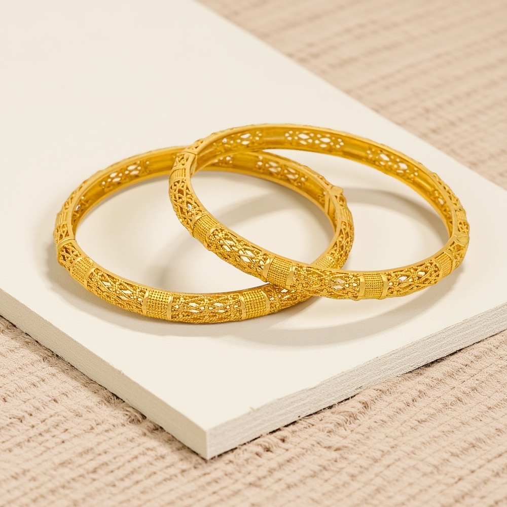 2pc Vintage Openwork Woven Bangle Bracelets Set