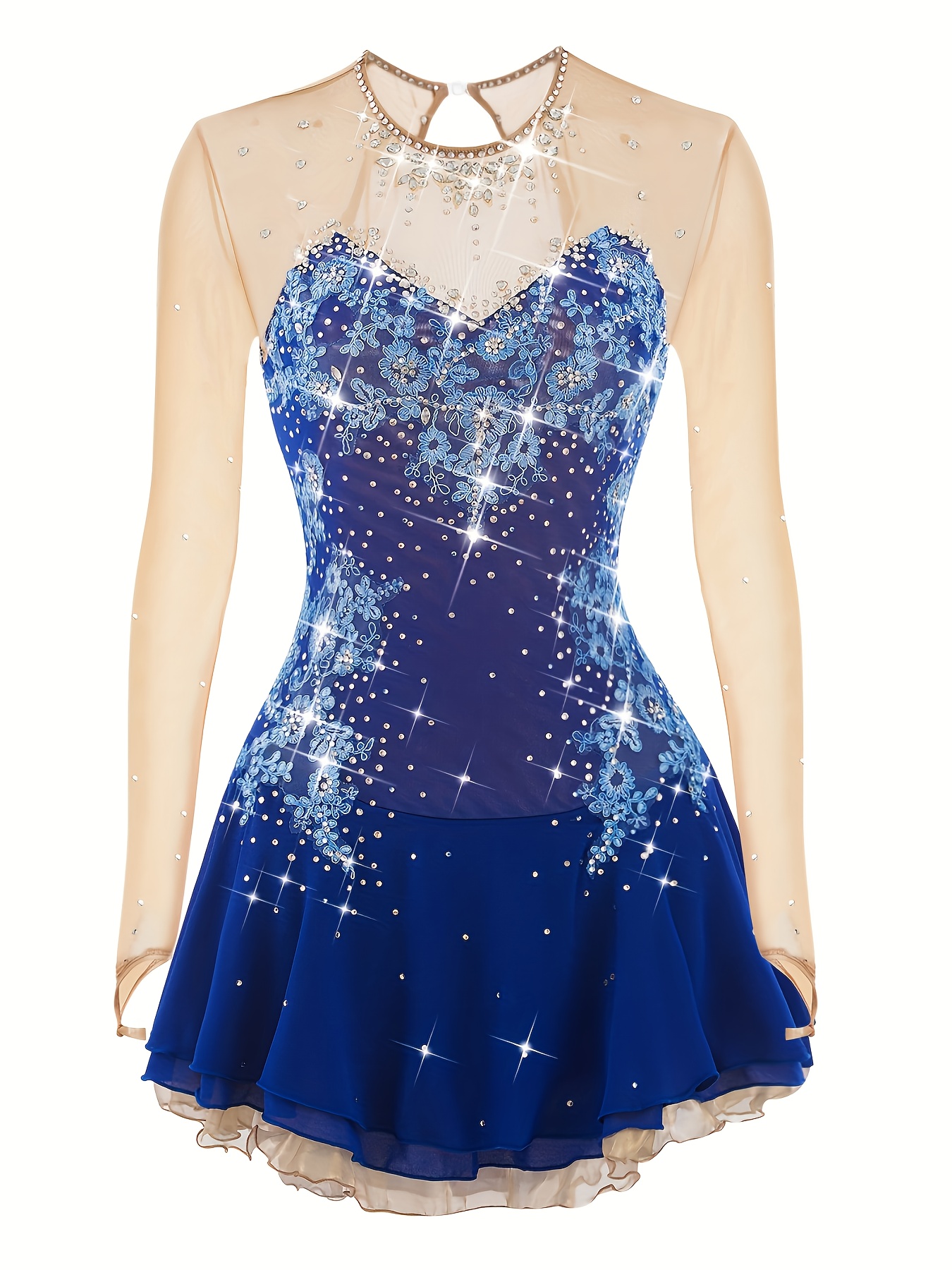 Langärmliges Eiskunstlaufkleid für Damen, Erwachsene, Performance-Kostüme,  glitzernde Strasssteine, Eislaufen, Ballett, Tanz, Trikotkleid - AliExpress, image size:800x1067