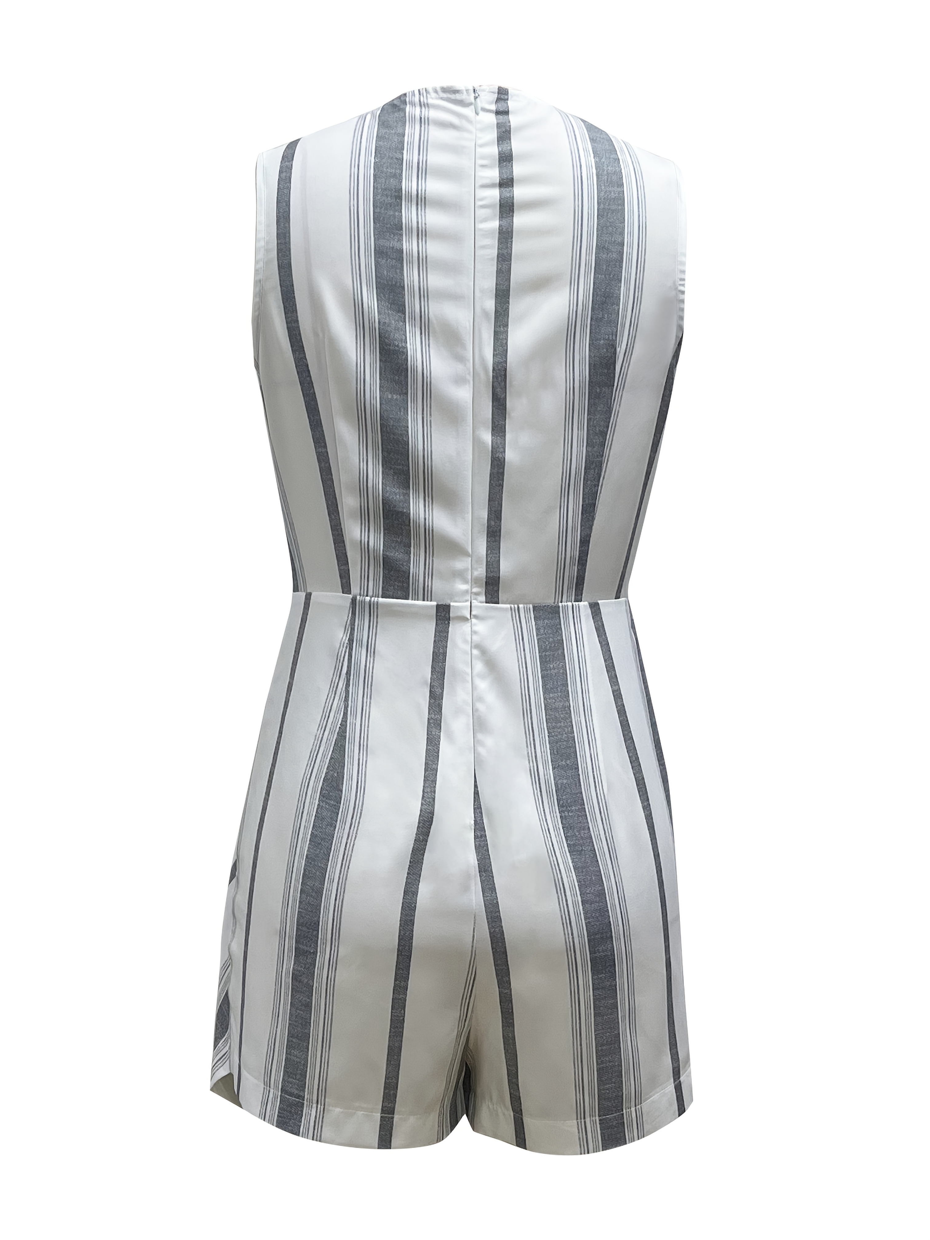   sleeveless striped printed skinny jumpsuit details 6