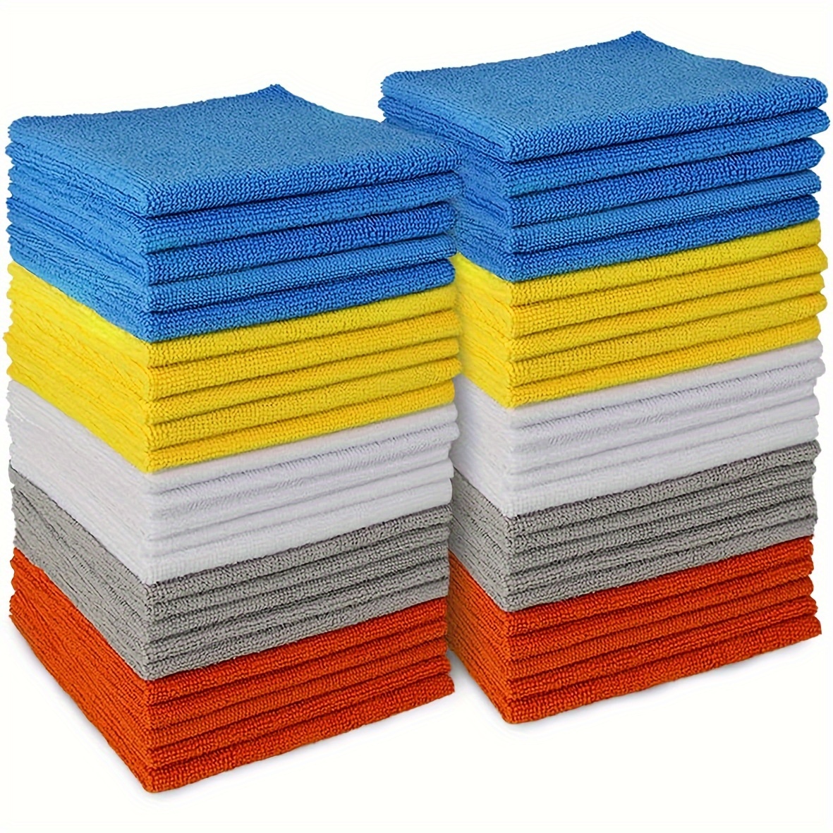 

Premium Microfiber Cleaning Cloths: 12"x12" , Reusable, 5 Colors - Housekeeping, Kitchen, Car, Bathroom, And Car Cleaning