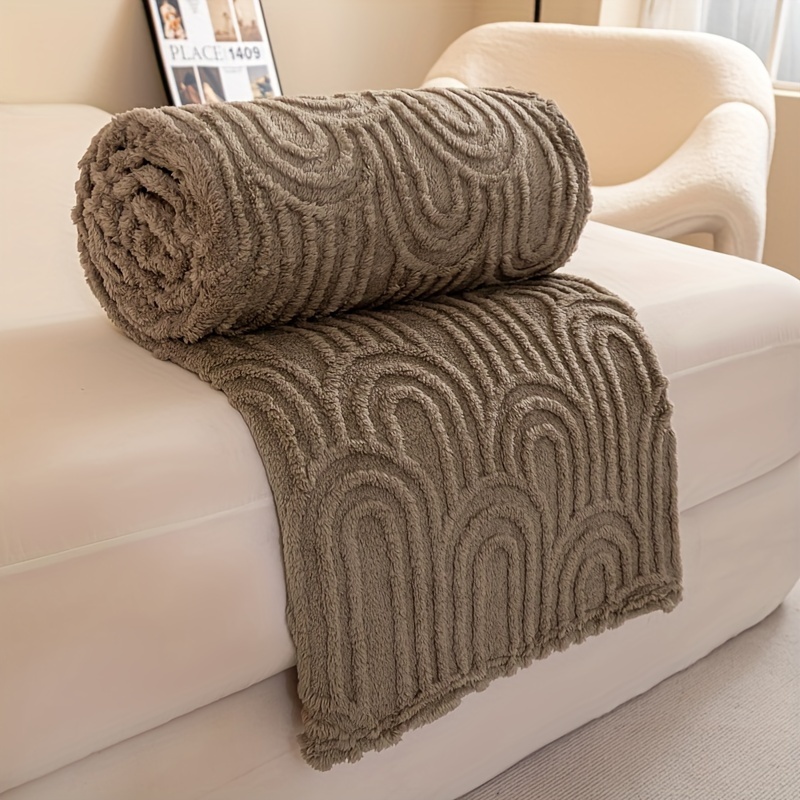 vintage jacquard knit striped plush bed blanket polyester roman column pattern machine washable with   cozy for living room bedroom office and camping sofa throw details 5