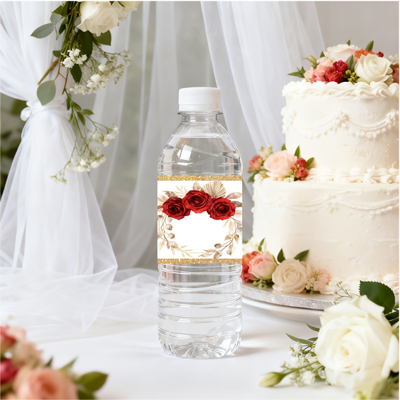 TEMU 24 Étiquettes de bouteille d'eau personnalisées, pouvant personnalisées avec des , des dates, du , pour sacs cadeaux, d'enveloppes, décorations