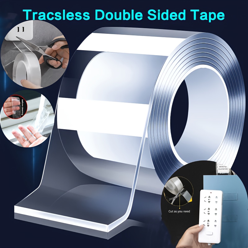 

1 Roll 5cm/1.96in Nano Double-sided Tape: Reusable, Transparent, Waterproof, Wall Stickers, Household Products, Super Strong Adhesive, Washable, Nano Tape, Sticky Glue For Home Kitchen