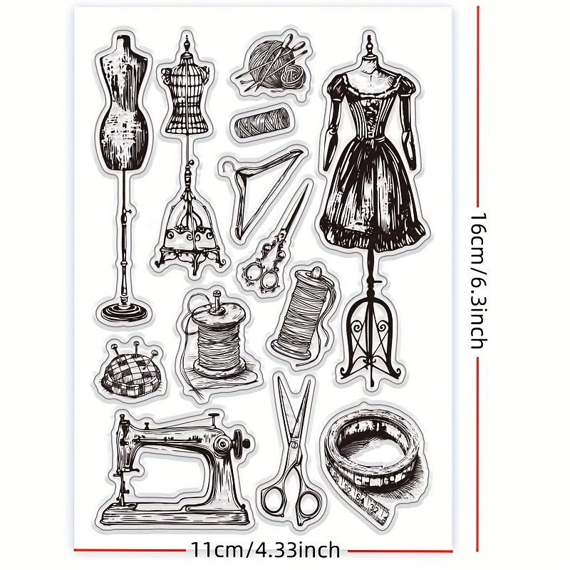 TEMU 1pc Sewing Theme Clear Stamps Sewing Model Rubber Stamps, Vintage Sewing Machine Stamps Album Decor Card Making