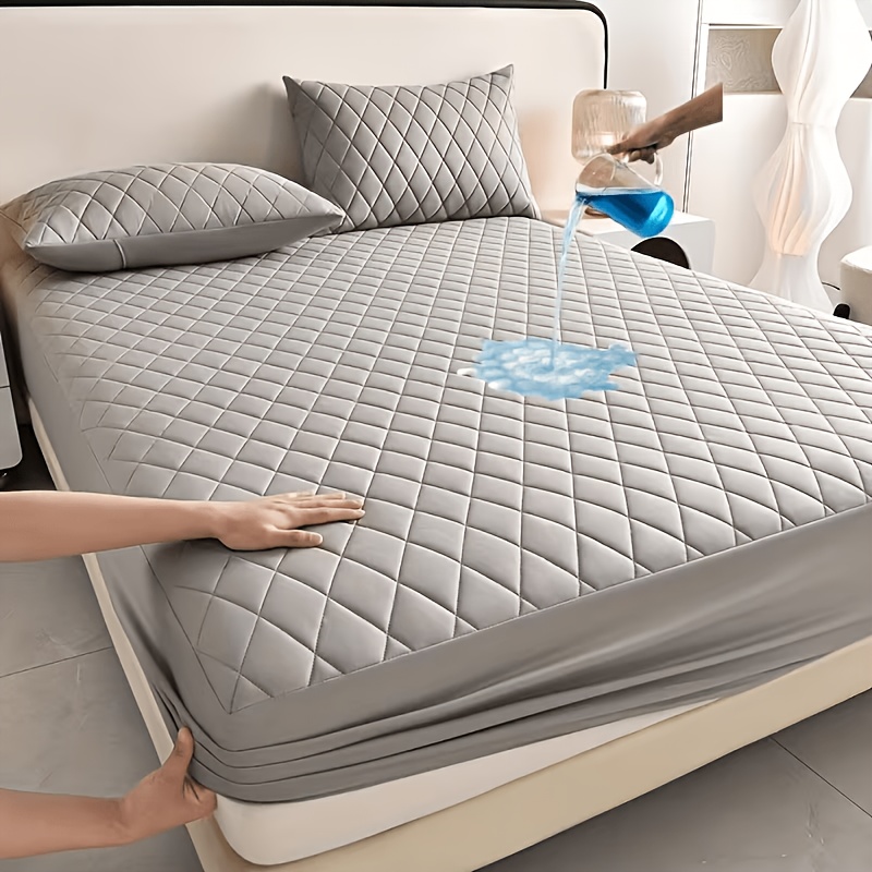 1pc Waterproof Quilted Mattress Protector Fitted Sheet, Cooling And Breathable Cover With Deep Pocket, Random Color, Soft Non-slip Mattress Cover (no Pillowcases), Machine Washable Bedding For Bedroom