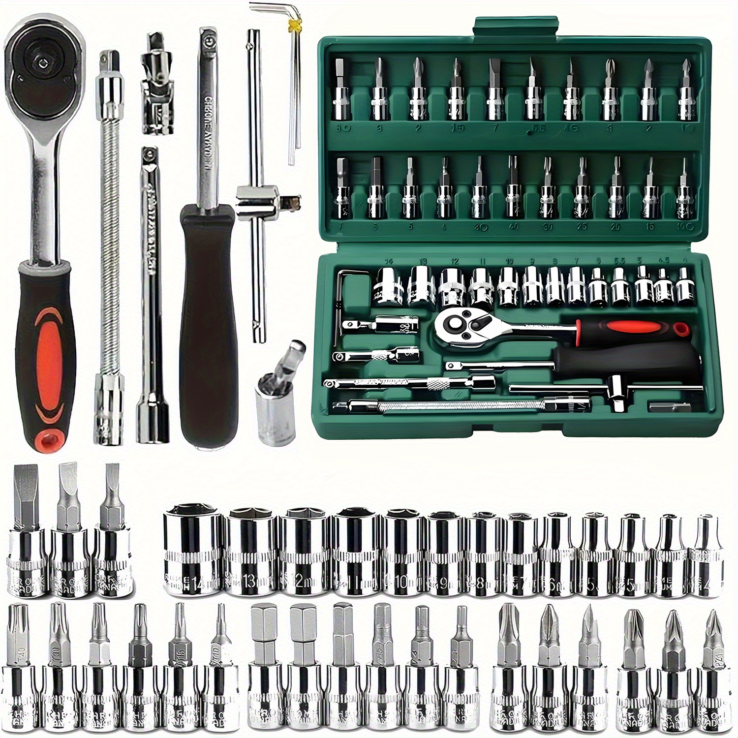 conjunto de ferramentas portáteis de   de automóveis,     para   de automóveis, bicicletas e motocicletas, conjunto de ferramentas manuais multifuncionais e conjunto de chave de   lb46&216-2 detalhes 2