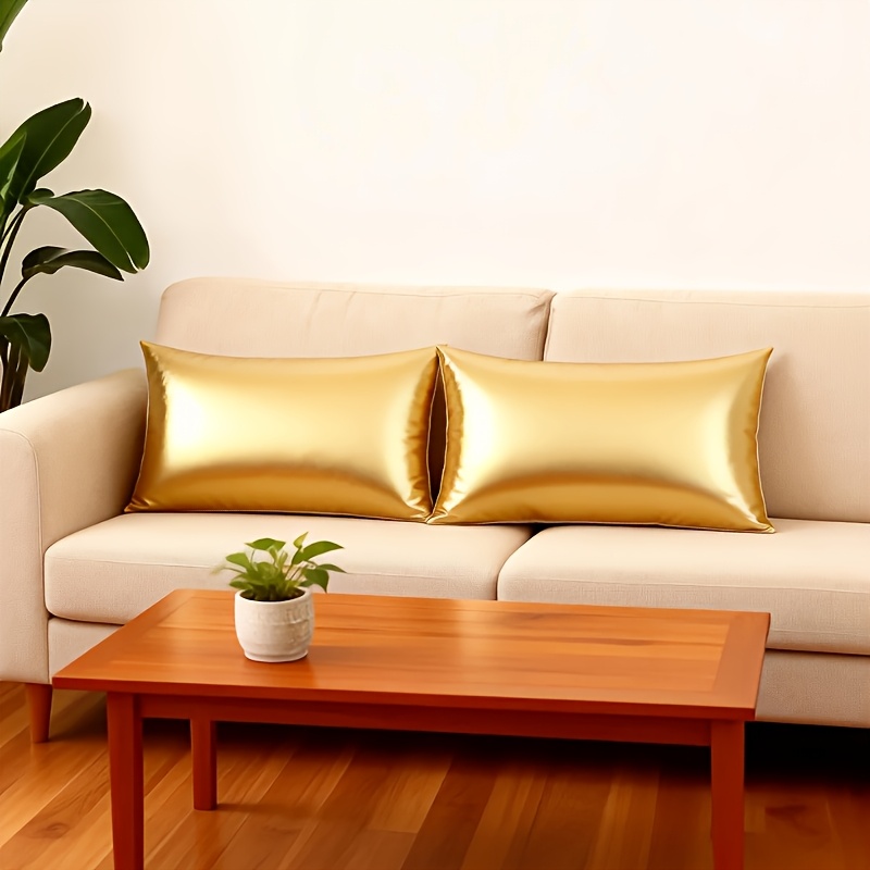 TEMU 2 fundas de cojín modernas, metálicas, brillantes y suaves, de de cuero, de almohada cuadrada , de almohada decorativa, de almohada para el