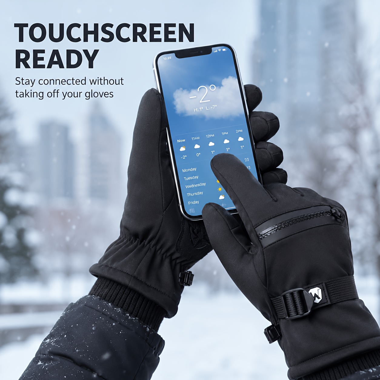 Winter Thickened Warm Ski Gloves, Unisex