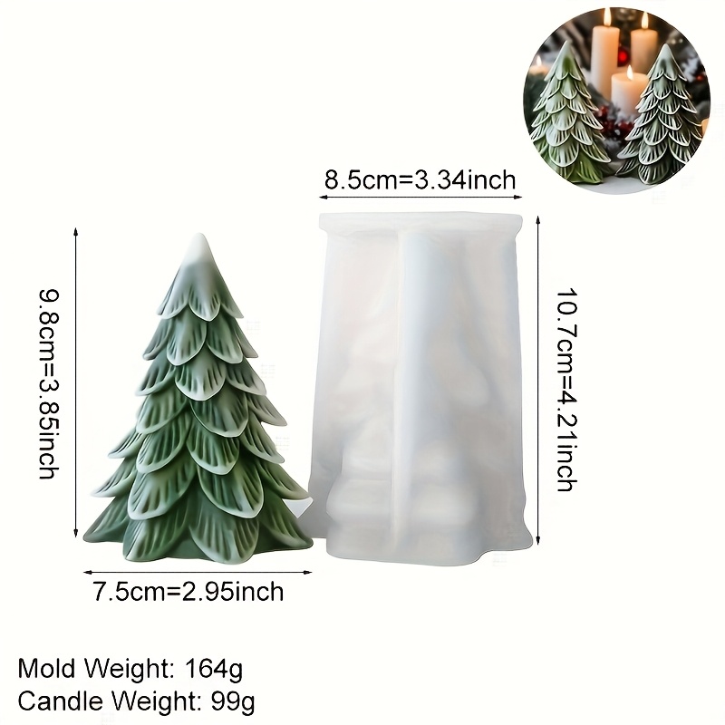 Image of Set Of 2 Premium Silicone Molds For Christmas Tree Candles - , Heat-resistant, Easy To Remove Design For Creative Holiday , Ideal For Christmas Trees With Ornaments