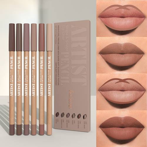6pcs nude lip liner makeup set natural and long lasting waterproof matte effect long lasting and durable easy to color and non smudge lip liner suitable for