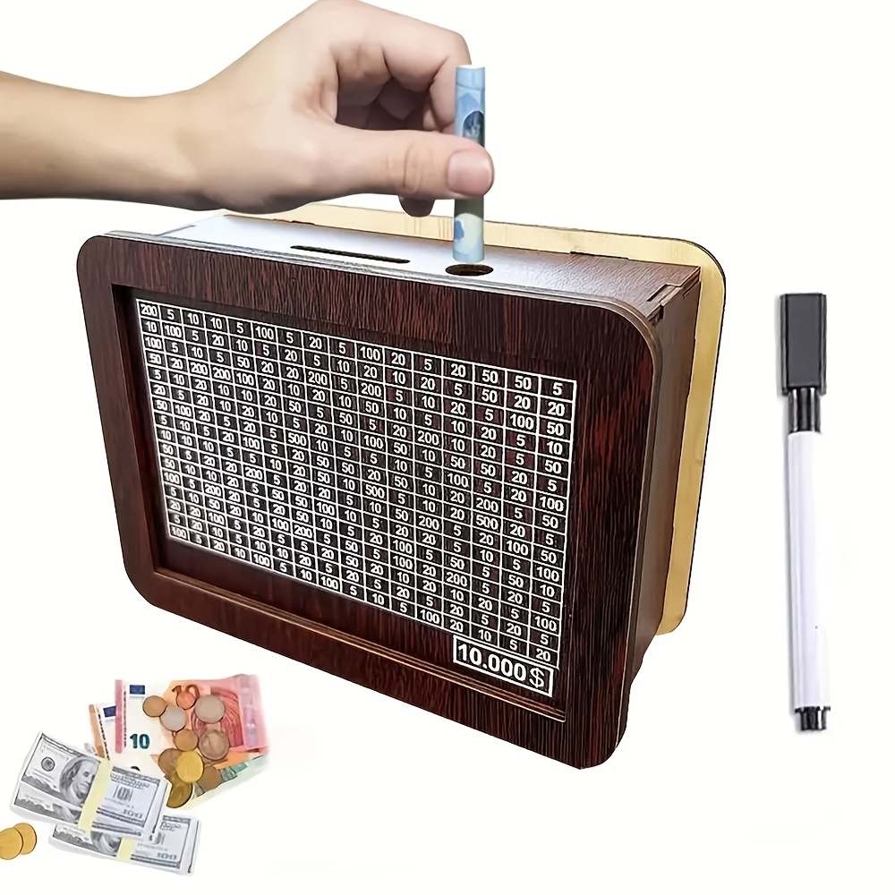 【SALE】TEMMYE 貯金箱‼️temmye  bank！ wooden reusable money bank savings counter - Temu South Africa