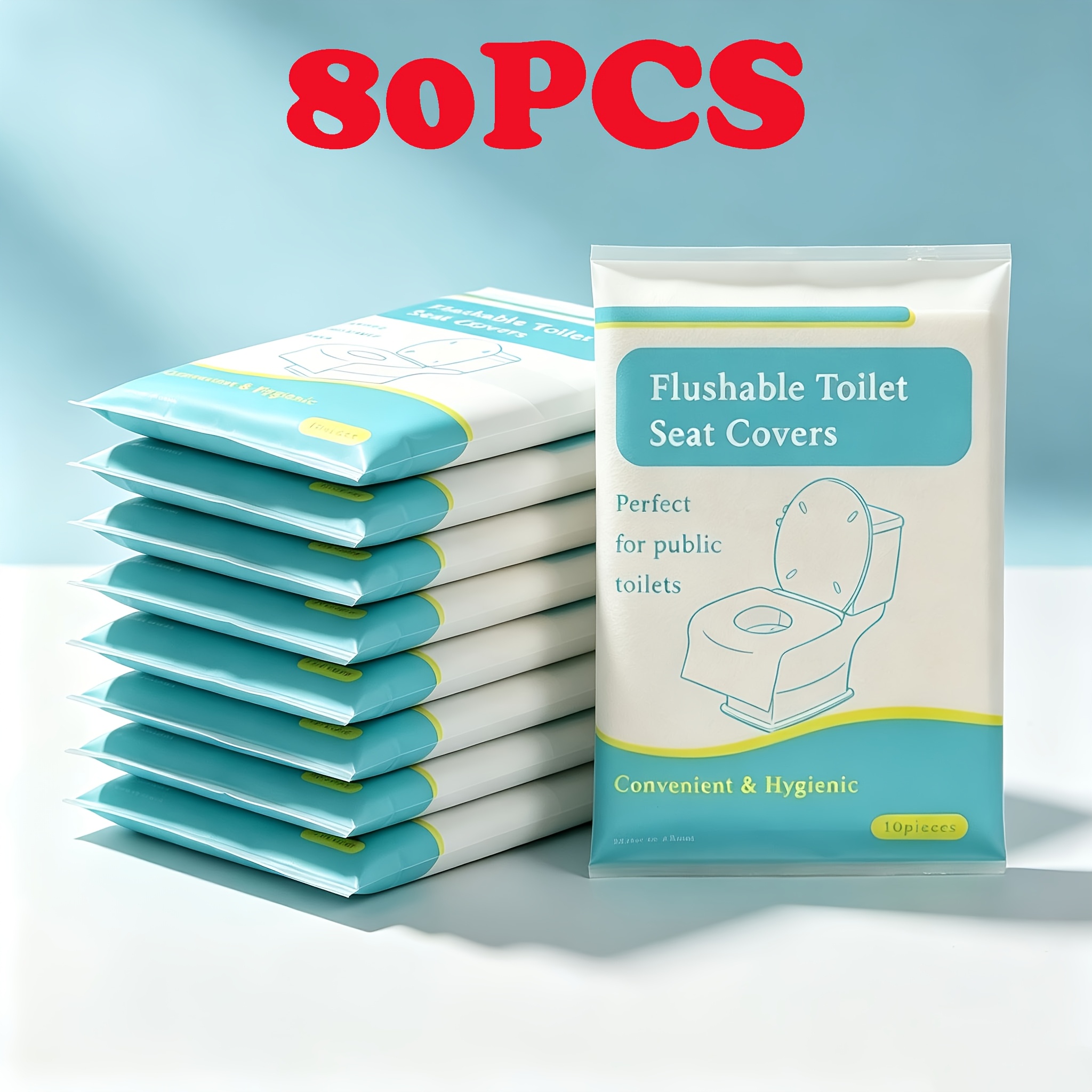 TEMU Lot de 80 housses de siège de toilette jetables et jetables dans les toilettes - en papier pour toilettes publiques, avions, camping, essentiels
