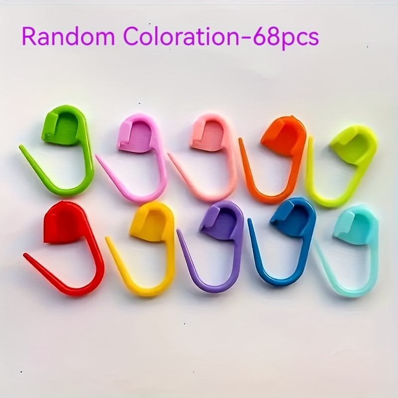 TEMU 34/68pcs Random Mini Knitting Crochet Markers - Plastic Locking Markers For Crafts | Safety Clip-on Markers For Sewing & Weaving (colorful,
