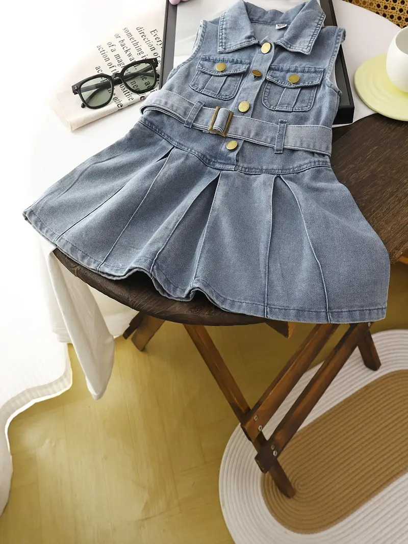 girls blue collar pleated denim dress christmas casual loose - Temu Oman girls blue collar pleated denim dress christmas casual loose - Temu Oman