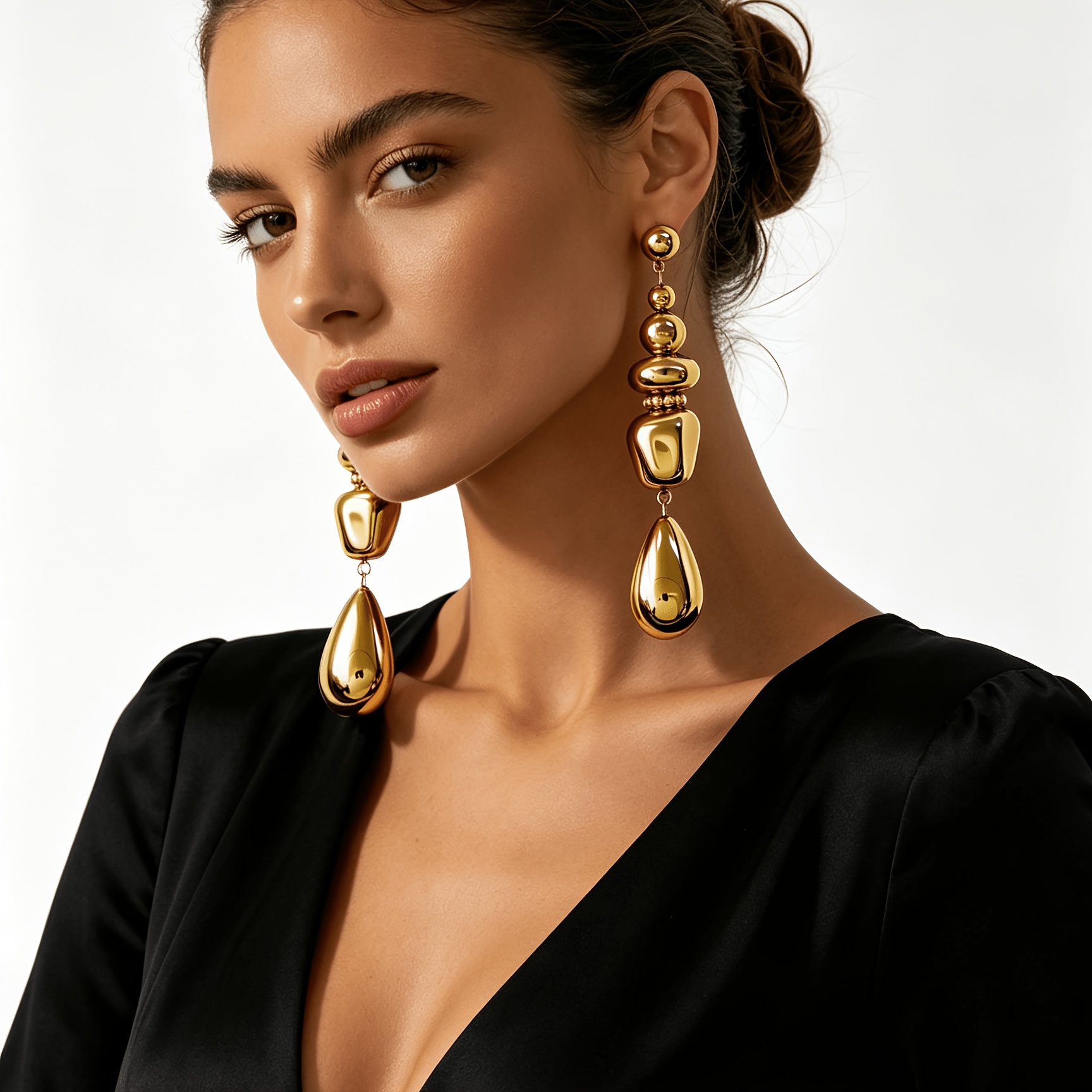 Women's Fashion Dangle Earrings, Geometric Beaded Drop Design