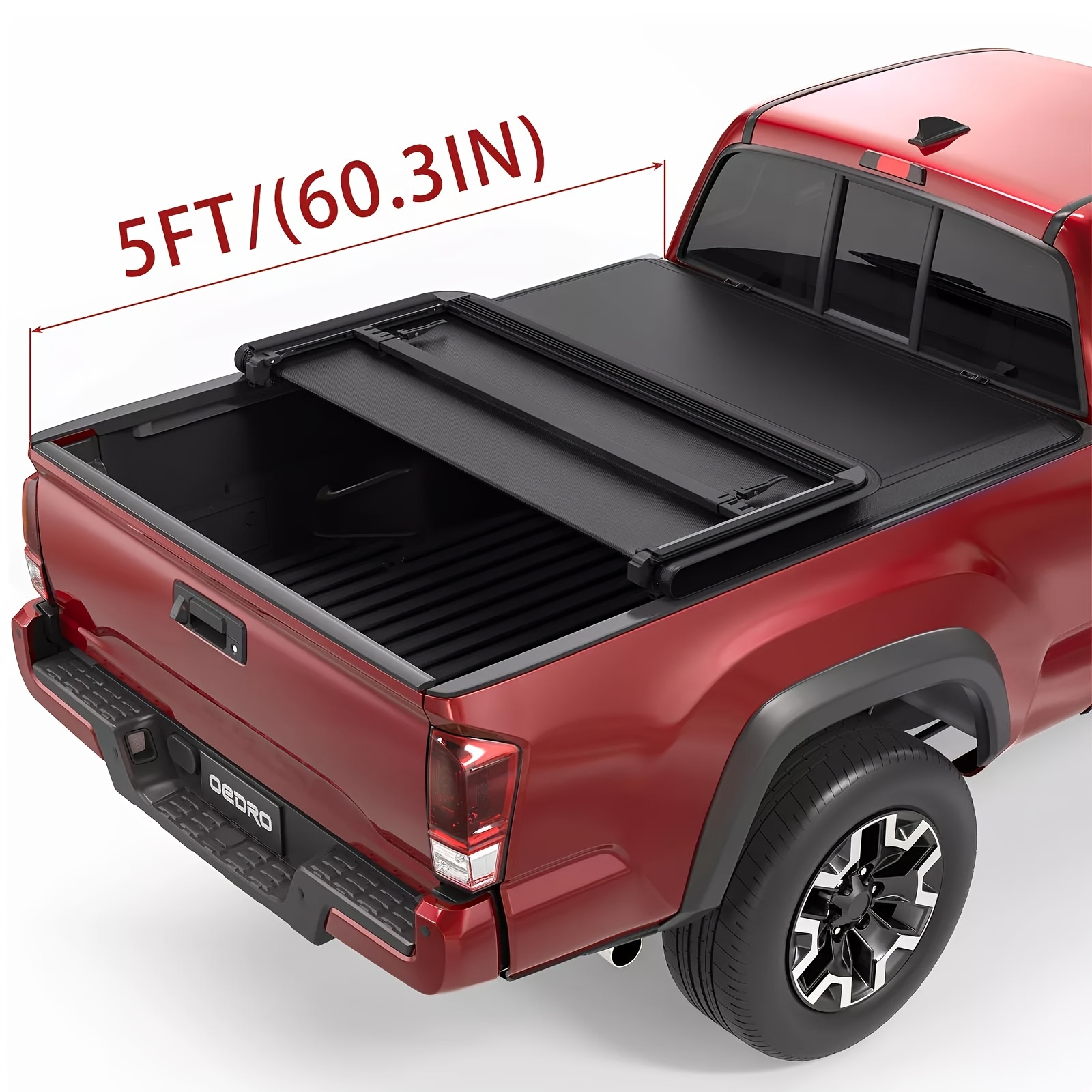 

Soft Tri-fold Truck Bed Tonneau Cover For Toyota Tacoma 2016-2023 With 5ft Bed, Fleetside With Track Rail System (excl. Trail)