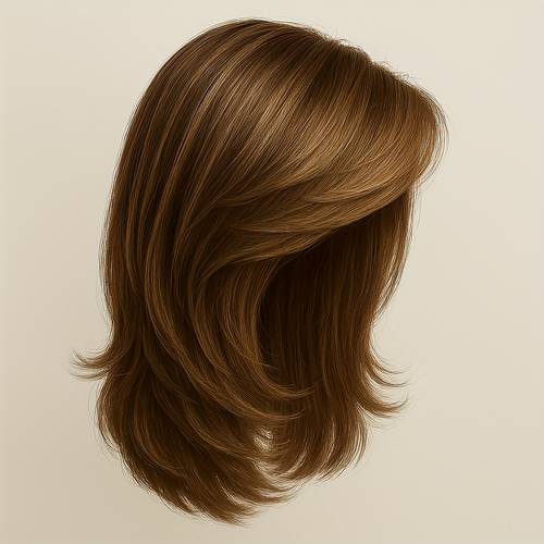 22 inch brown layered straight wig with middle part natural look synthetic hair wig for women soft lightweight daily or party use