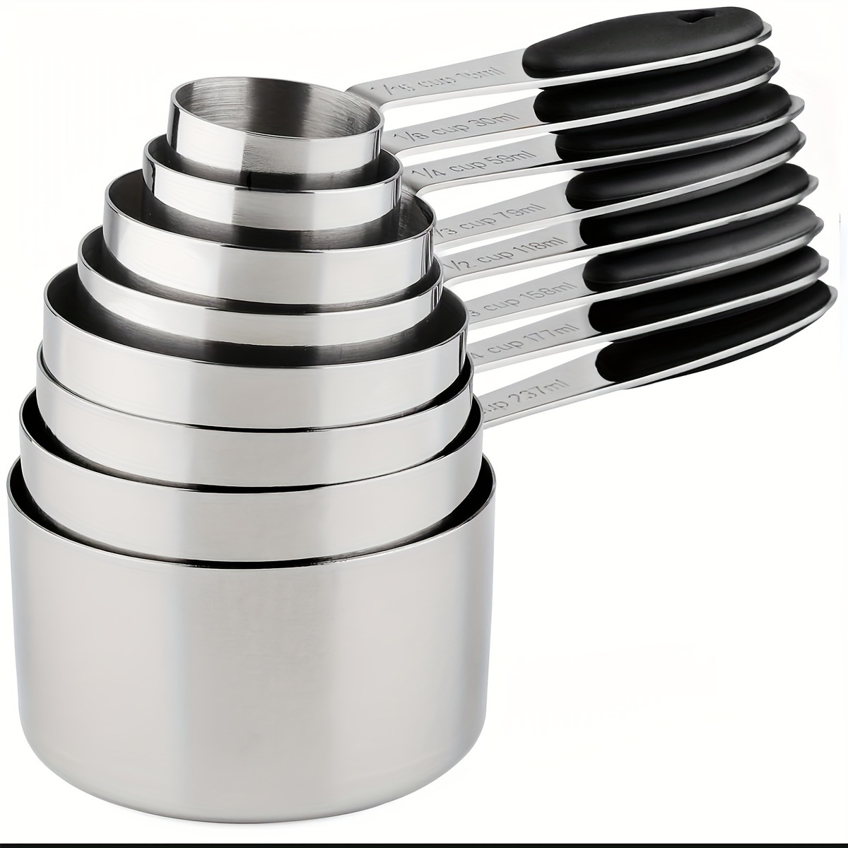 

8-piece Stainless Steel Measuring Set, Kitchen Utensils With Engraved , Tools For Dry And Liquid Ingredients, Dishwasher Safe