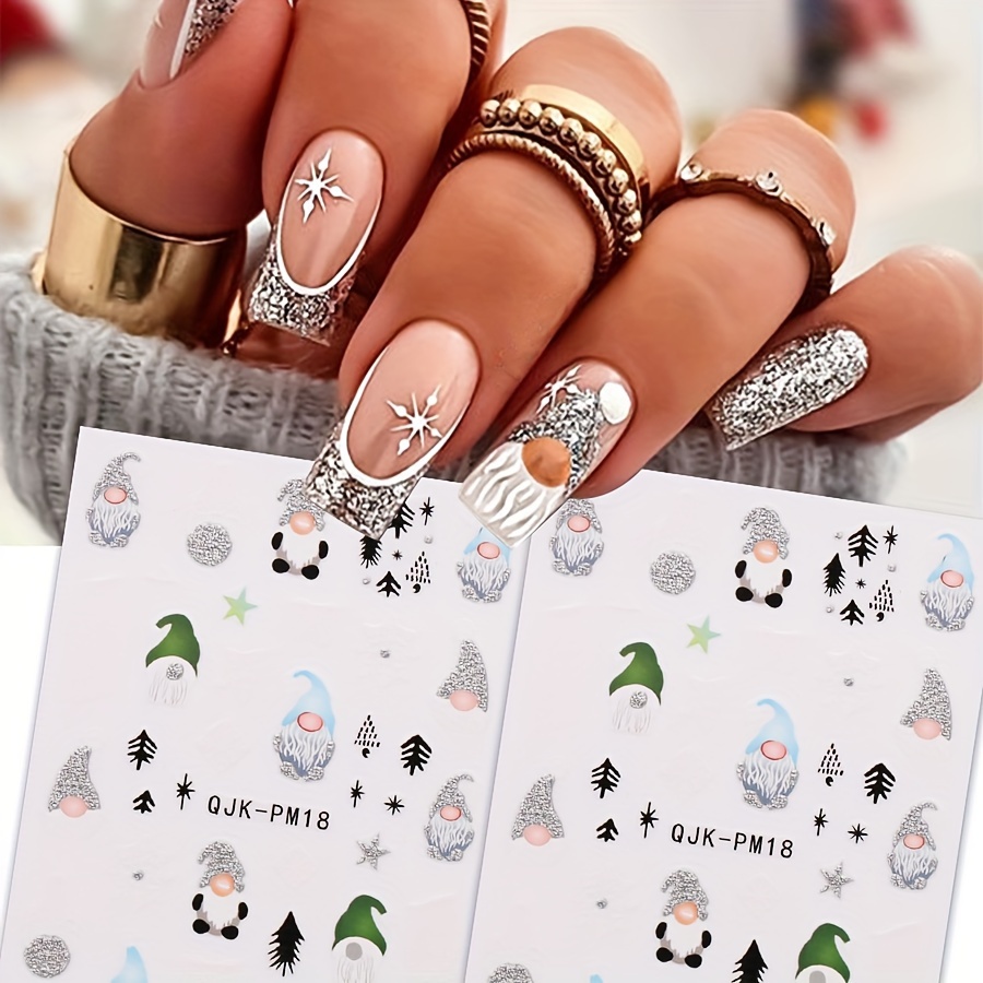 Image of 2pcs Silvery Glitter Christmas Cartoon Dwarf Stickers Qjk-pm18+18