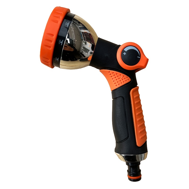 Image of 1pc Heavy Duty Metal & Tpr Garden Hose Nozzle With 10 Adjustable Patterns, - Thumb Control, Ergonomic Grip - Universal Europe & America Thread Standard For Plant Watering, Lawn Maintenance & Cleaning