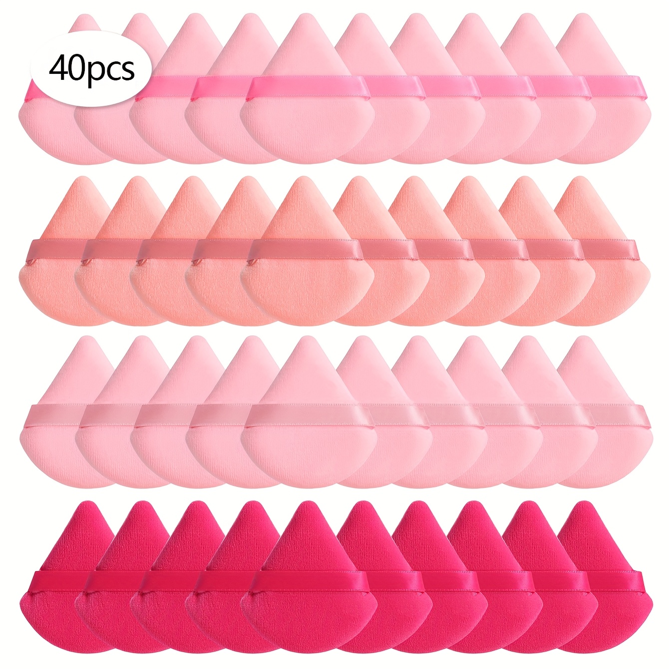 TEMU Großer dreieckiger Make-up-Puderquast, 20-40 Stück, zum Tupfen von Puder für ein makelloses Finish. Verwenden Sie die Ränder oder Spitzen für an