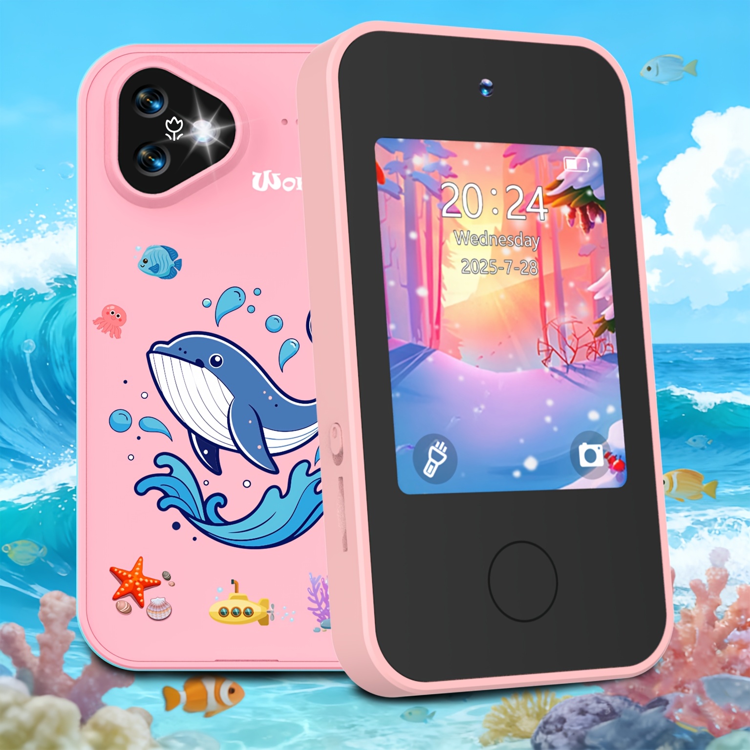 Phone Featuring A 2.8-inch Touchscreen, Ideal As A Christmas Or Birthday Gift For Children, This Educational Mobile Incorporates Built-in Games, Music, Abc Word Recognition