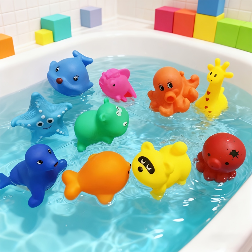 10pcs Cute Rubber Duck Toys | Colorful, Durable, Floating and Interactive Baby Bath Toys, Ideal for Baby Shower Gifts