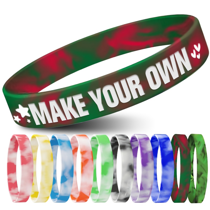 70pcs Silicone Bracelets with Heart Patterns, Customizable Designs