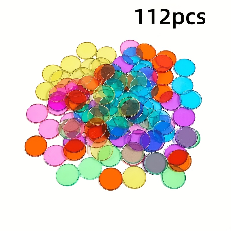 TEMU Lot aléatoire de 112 pièces rondes multicolores, pour la production artisanale de peintures translucides, de décoration d' créatifs. Jetons de
