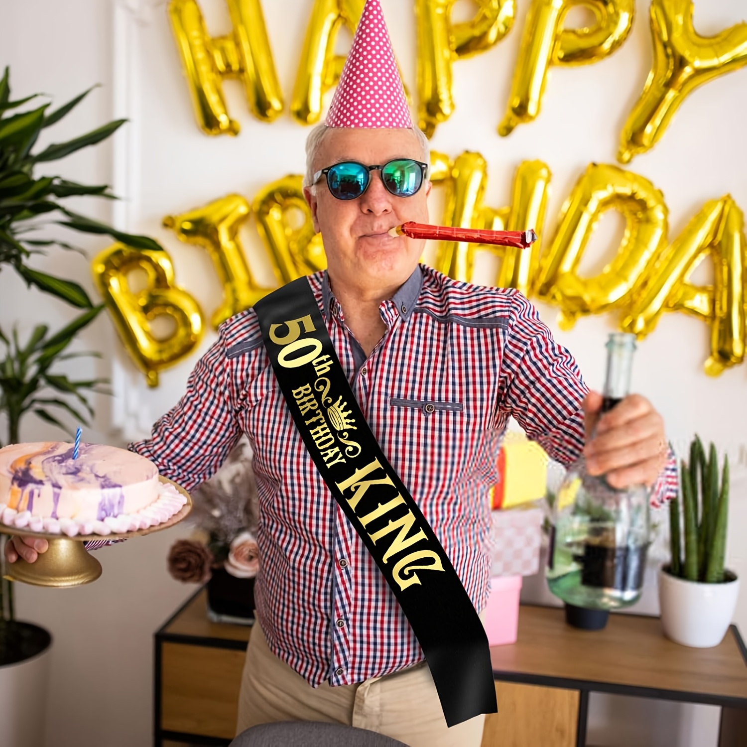 Image of 50th Birthday King Sash, Funny Black And Birthday Sash For Men 50th Fabulous Bday Party, Great For Men Fifty Bday Gifts Ideas