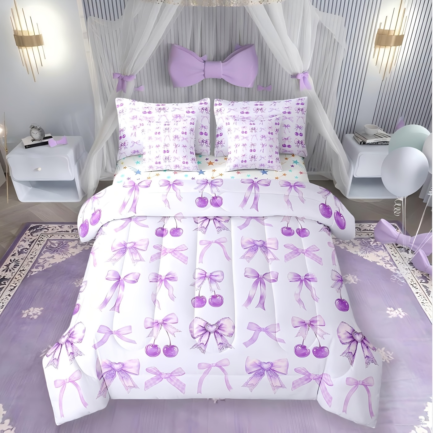 Bow Comforter Set for Girls