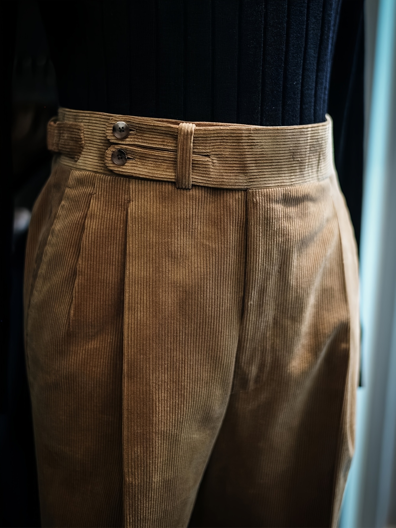 immagine dell'articolo pantaloni da   formali  , nuovi per  /inverno, in velluto a   di tessuto a costine, stile business   ed elegante,    ,  , con bottoni sul  , fibbia paris, cintura a testa di  ,    ,    , adatti per lavoro  