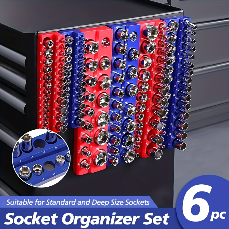 

Magnetic Socket Organizer Set 1/2 3/8 1/4 Drive Metric Sae Socket Trays Holds 141 Socket Metric Sae Professional Tools Organizer