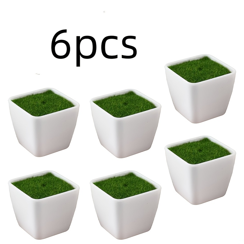 TEMU 6pcs White Square Planters Without Drainage Holes, Suitable For Desktop, Windowsill, Wedding, Balcony, Garden - Maintenance--like Flowers And