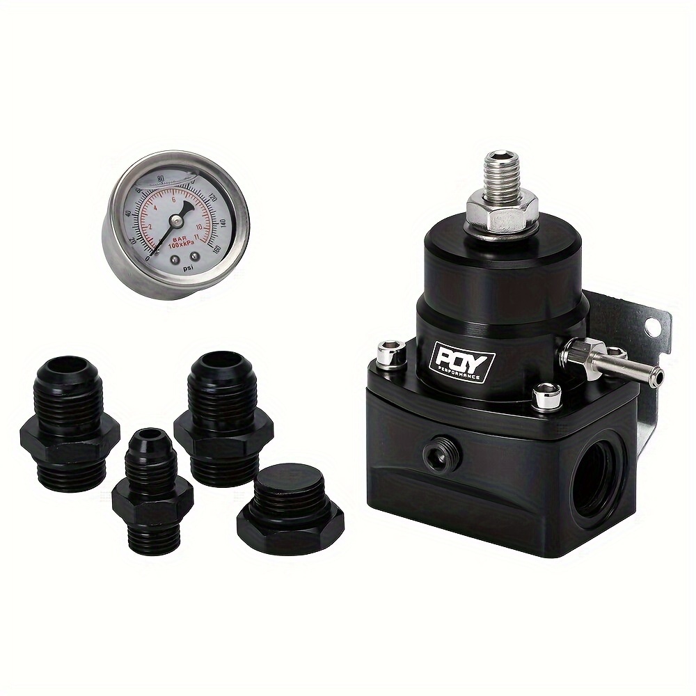 adjustable fuel injector pressure regulator fpr w gauge an6 - Temu