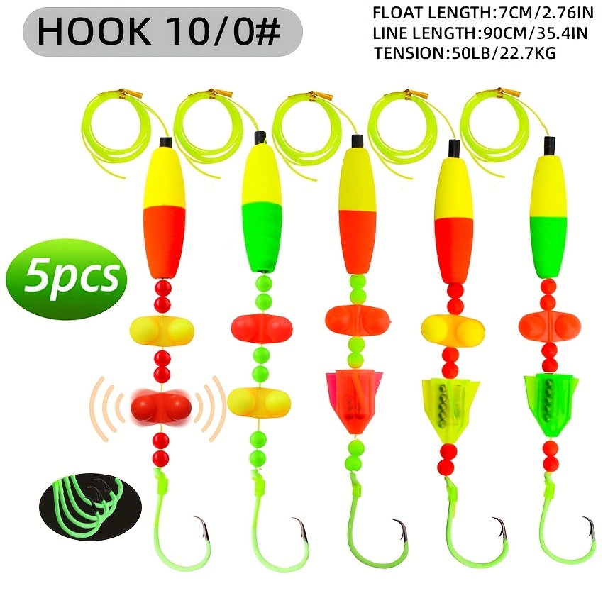 6/0, 8/0, 10/0 Circle Hooks 5pcs Catfish Rigs: Versatile Catfish Float Rigs With Rattler Equipment, Rigs For Catfish Fishing