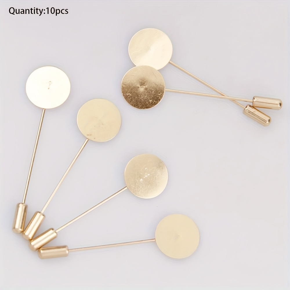 10pcs Flat Brooch Stick Pin Round Tray Lapel Pin Bulk Hat Pin Scarf Silvery Brooch Needle Suitable For Craft Suit Tie Hat Scarf Making Accessories