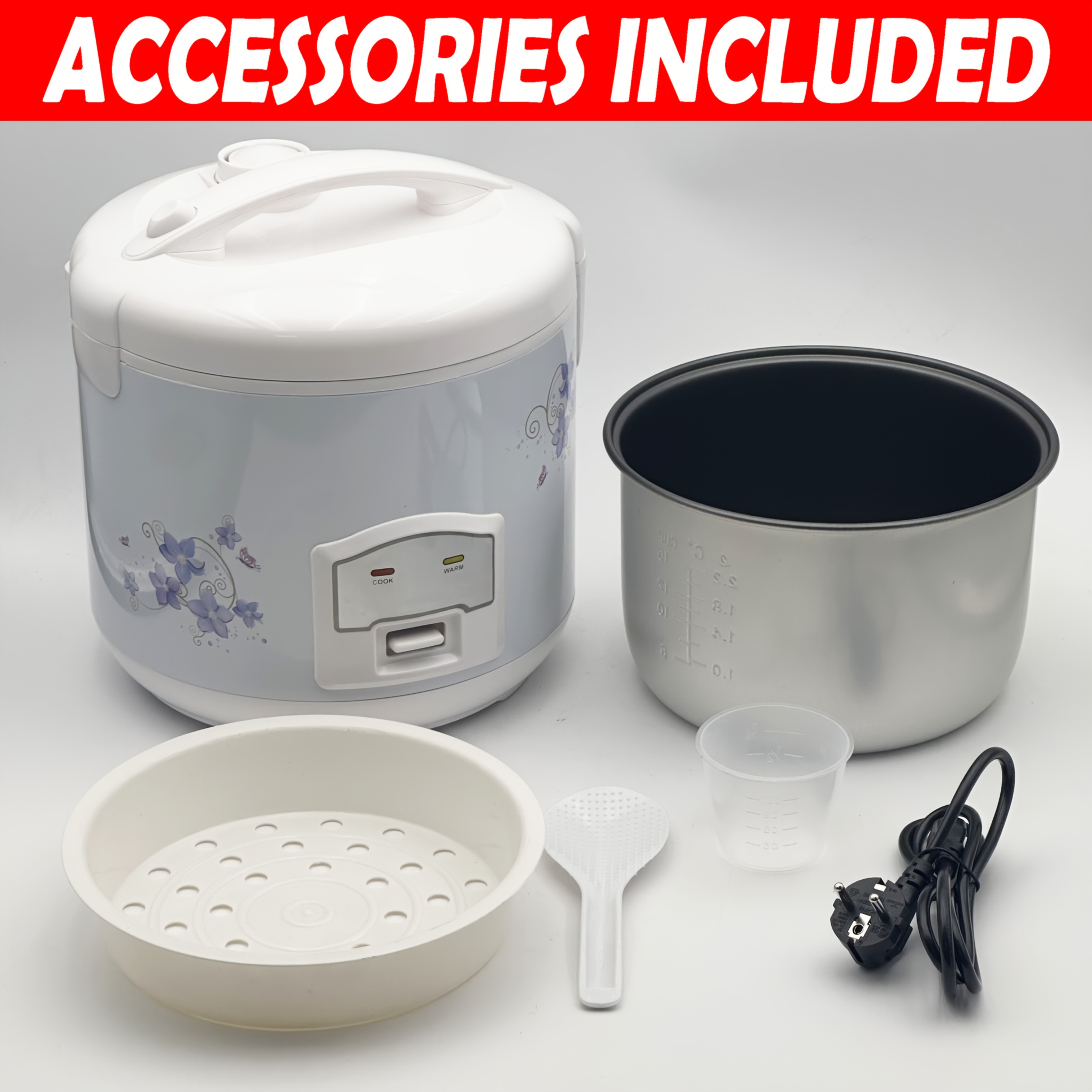 Home Rice Cooker with a Large Capacity of Five Liters, Non-Stick Inner Pot, Classic Design, One-Button Operation, Automatic Keep Warm Function, And European Standard Plug