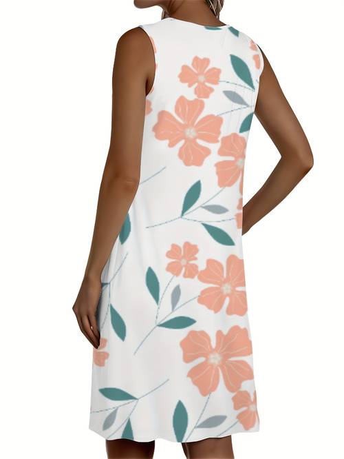 womens sleeveless casual dress with vibrant floral print soft breathable length dress round neck machine washable for casual attire dresses able relaxed able material relaxed style lovers