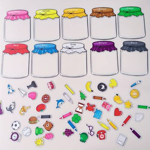 60pcs magnetic learning set. It has of color recognition, classification, counting and parent-child interaction. Digital enlightenment learning supplies, color sorting magnets