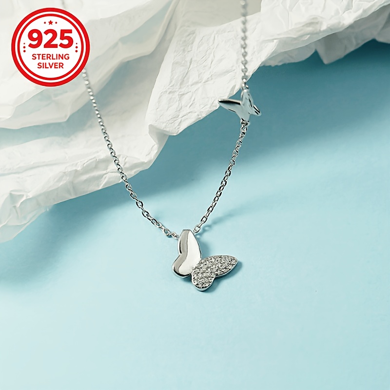 Women's 925 Silver Small Butterfly Pendant Necklace