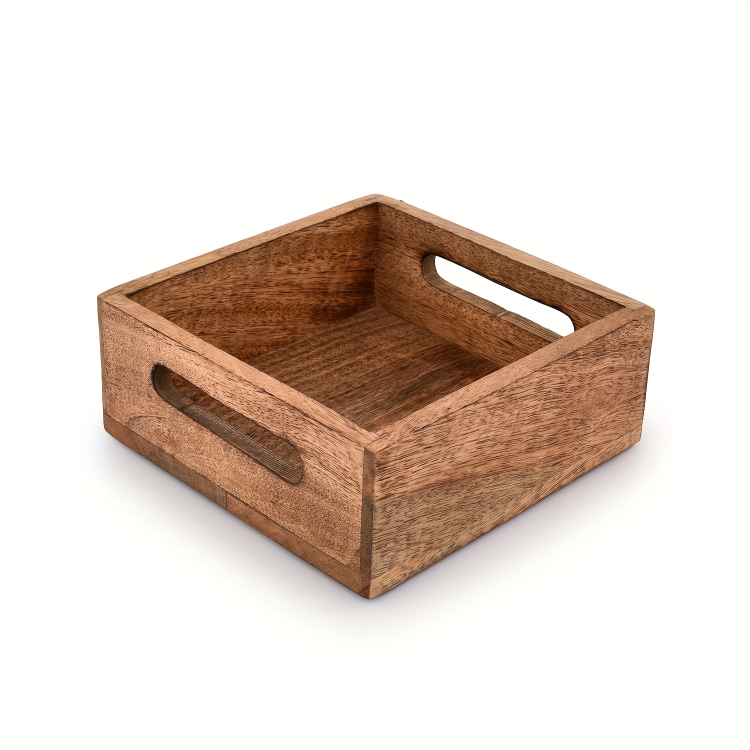 E-shop Quadratischer Serviettenhalter aus Mango-Holz mit Brennenden für Restaurantdeko, Küchen- und Bar-Ergänzungen