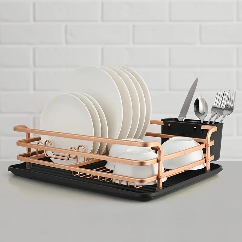 1pc aluminum dish rack dish drain rack detachable kitchen counter organizer above sink very suitable for storing dishes bowls cups and tableware dish drying rack Product details 8