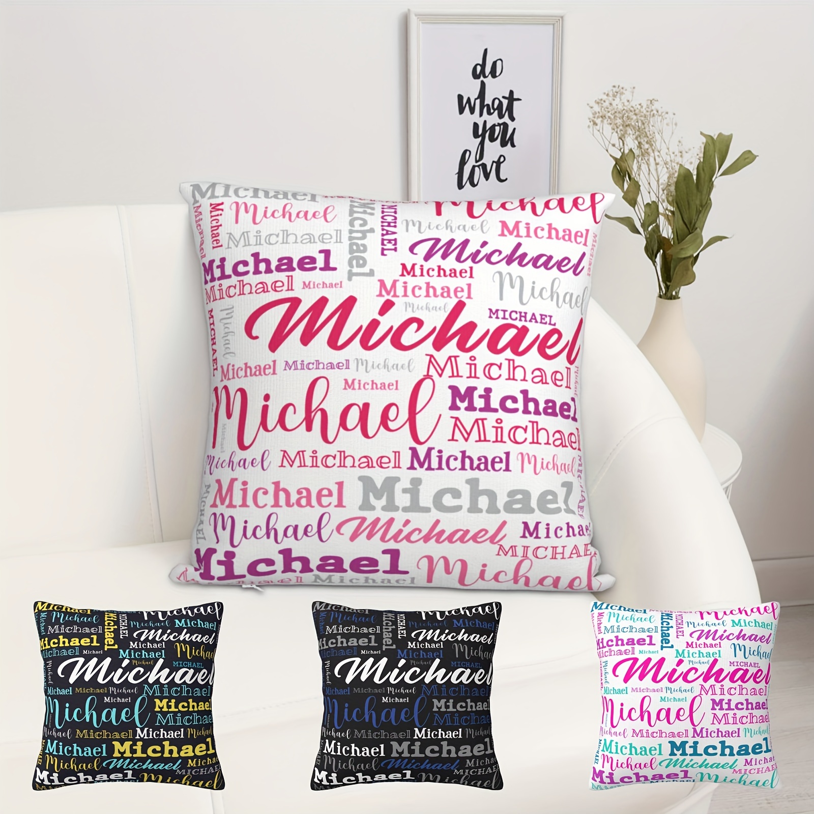 

1pc, Personalized Name Pillow Covers, Custom Sofa Pillow Cases For Mom And , Christmas, Birthdays, And Housewarming Gifts - Made Of Polyester, Knitted Design, No Electricity Required