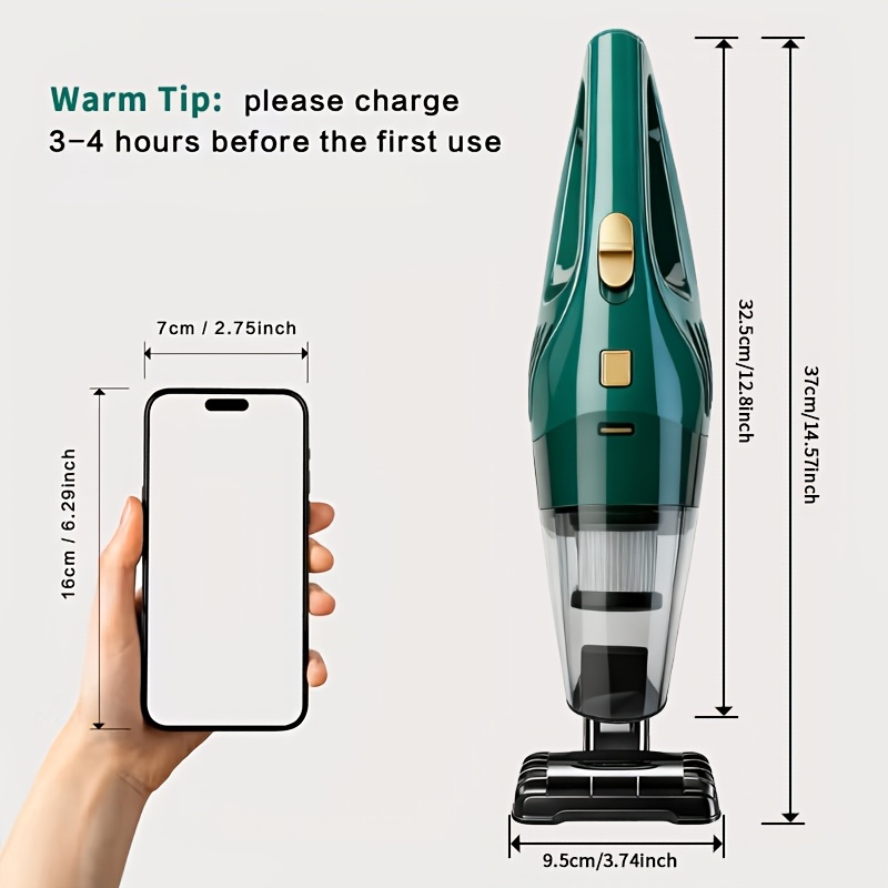 Powerful Handheld Cordless Vacuum Cleaner | Super High Suction Power, Wireless, Large-Capacity Lithium Battery, Rechargeable, Car Vacuum Cleaner, Cleans Cat, Dog, and Pet Hair, Holiday Gift, Suitable for Home, Office, Car Cleaning