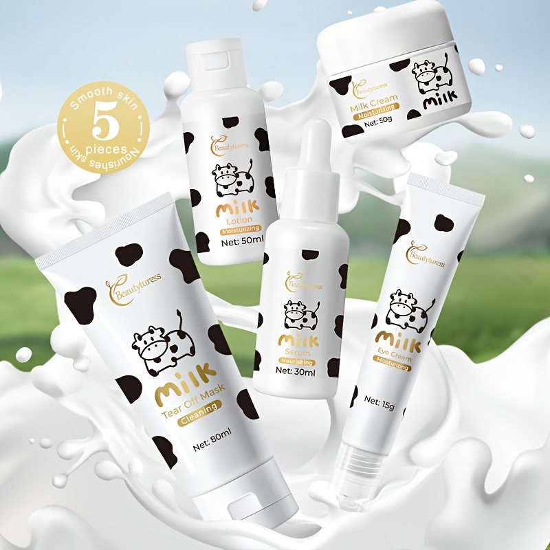 milk travel skincare set 5pcs set moisturizing hydrating - Temu
